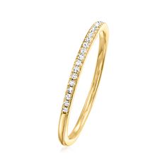 Ross-Simons - .10 ct. t. w. Diamond Ring in 18kt Gold Over Sterling. Size 8. Bring your stack to life with this pretty .10 ct. t. w. round diamond ring! The gems cast a warm glow from atop a sleek band of polished 18kt yellow gold over sterling silver. 1/16" wide. Diamond ring. Diamond birthstones are the perfect gift for April birthdays. April Birthday, Diamond Birthstone, Round Diamond Ring, Sterling Jewelry, Ring Diamond, Free Jewelry, Round Diamond, Round Diamonds, Diamond Ring