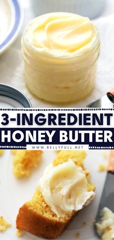 three ingredient honey butter on a white plate