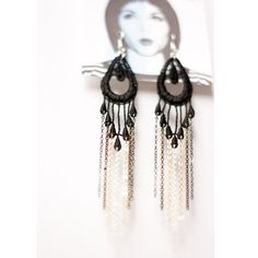 These statement earrings are composed of stiffened, hand dyed black vintage lace, with chains of various finishes in a gradient-patterned fringe which gives them a 60's inspired look. -------------------------------------------------------------- For similar style but a little more simple earrings, see this other listing here: https://www.etsy.com/ca/listing/60915021/lace-earrings-single-feather-white-or?ref=listings_manager_grid -------------------------------------------------------------- * T Elegant Long Drop Earrings For Festivals, Elegant Black Long Drop Chandelier Earrings, Elegant Dangle Chandelier Earrings For Festivals, Elegant Metal Chandelier Earrings For Festival, Chain Chandelier Dangle Earrings For Party, Party Chain Dangle Chandelier Earrings, Bohemian Dangle Earrings For Evening, Elegant Chandelier Earrings With Chain For Parties, Elegant Chain Chandelier Earrings For Party