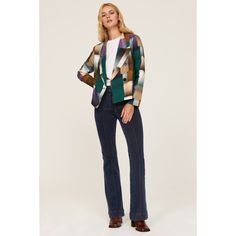 Multicolor crepe (100% Tencel™ Lyocell). Blazer. Long sleeves. Collar. Front button closure. 25" from shoulder to hemline. Imported. Multicolor Fall Blazer With Lapel Collar, Multicolor Blazer With Lapel Collar For Work, Multicolor Fall Workwear Outerwear, Multicolor Fall Outerwear For Work, Multicolor Long Sleeve Office Blazer, Multicolor Notch Lapel Blazer For Fall, Chic Multicolor Workwear Outerwear, Tailored Multicolor Blazer For Fall, Multicolor Notch Lapel Outerwear For Fall