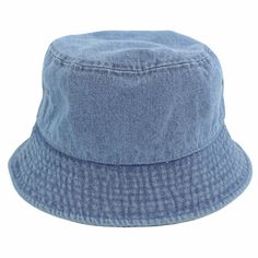 NEWHATTAN BRAND Denim Bucket Hats 100% Cotton Available in Small/Medium and Large/X-Large Brim/Visor measures approximately 2 Inner sweatband 2 brass eyelets for ventilation Brim Wide 2 " And 3.75 " Deep Crown, Size: S/M=56-57cm, L/XL=60-61cm Adjustable Washed Bucket Hat, Summer Beach Washed Bucket Hat, Summer Beach Bucket Hat Washed, Summer Washed Hats, One Size Fits Most, Summer Washed Hats One Size Fits Most, Summer Washed Hat, One Size Fits Most, Adjustable Washed Bucket Hat With Short Brim, Adjustable Washed Bucket Hat For Spring, Adjustable Washed Summer Hats