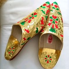 Brand New, (It Never Had Tag) Artisan Handmade Stiched And Embroidered Leather Slippers. Was Just Brought From Morocco. Not My Style So Selling It. Handmade Leather Slippers, Pink Moccasins, Bedroom Slippers, Embroidered Leather, Moccasins Slippers, Knitted Slippers, Leather Slippers, House Slippers, Handmade Artisan