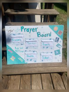 a sign that says prayer board on it