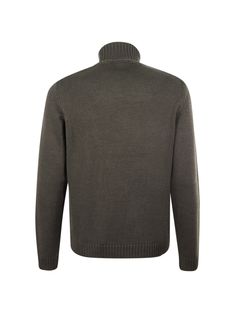 Long-sleeved turtleneck sweater in merino wool with ribbed collar, cuffs and hem. Green colour. Slim Fit. Composition: 100% virgin wool. Made in Italy Wool Turtleneck Polo Sweater, Classic Turtleneck Outerwear With Ribbed Cuffs, Classic Knit Turtleneck With Ribbed Cuffs, Merino Wool Turtleneck Sweater With Ribbed Cuffs, Wool Turtleneck Sweater With Ribbed Collar, Merino Wool Sweater With Funnel Neck And Ribbed Collar, Wool Turtleneck With Ribbed Collar For Winter, Merino Wool Sweater With Ribbed Funnel Neck, Classic Turtleneck With Ribbed Collar