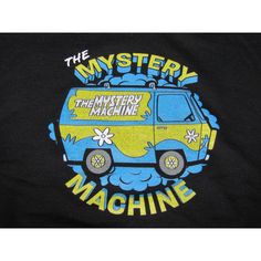 the mystery machine logo on a black shirt