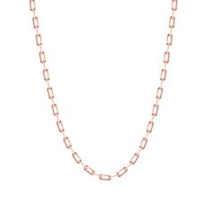 The perfect layering link for a finishing touch with your favorite outfit. This pleasing chain necklace will not only enhance your outfit, but also give additional shine and texture to your neck. Wear one of these and let every eye gaze at you. Product Information Metal Type: 14K Metal Weight: 9.5g -16” | 10.5g- 18” | 11.5g- 20” | 12.5g- 22” | 13.5g-24”. Metal Width: 3.5mm Guage: 100 SKU:LFORZ-100-3.5 Classic Rose Gold Link Chain Necklace, Minimalist Rose Gold Chain Link Necklace, Rose Gold Link Necklace With Paperclip Chain, Rose Gold Chain Necklace With Rectangular Links, Rose Gold Chain Necklace With Delicate Rectangular Links, Rose Gold Chain Necklace With Adjustable Chain For Everyday, Rose Gold Necklace With Paperclip Chain Link, Rose Gold Chain Link Necklace, Rose Gold Minimalist Cable Chain Necklace