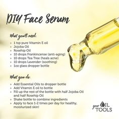 Face Serum Recipe, Serum Recipe, Diy Serum, Essential Oils For Face, Natural Spa, Diy Skin Care Recipes, Aging Face, Diy Facial