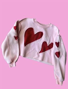 Heart-luv-cutie-autumn-sweet-pink Trendy Pink Fall Sweatshirt, Trendy Pink Sweatshirt For Fall, Cute Pink Heart Print Sweater, Pink Sweater For Fall Streetwear, Pink Sweater For Streetwear In Fall, Cute Heart Graphic Tops For Fall, Cute Fall Tops With Heart Graphic, Cute Oversized Pink Top, Cute Pink Long Sleeve Sweatshirt