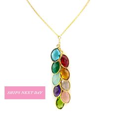 Multicolor Jewelry For Mother's Day Birthday Gift, Elegant Multicolor Birthday Necklace, Multicolor Necklaces For Mother's Day Birthday, Multicolor Necklace For Birthday And Mother's Day, Multicolor Necklace For Mother's Day Birthday Gift, Elegant Personalized Multicolor Necklaces, Elegant Personalized Multicolor Necklace, Multicolor Charm Necklaces For Mother's Day Gift, Personalized Dangle Necklaces For Birthdays