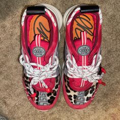 Brand New Worn Once Shoes. Do Not Have A Box! My Dad Doesn’t Wear Them. Red Slip-on Sneakers With Speckled Midsole, Red Speckled Midsole Slip-on Sneakers, Versace Shoes, My Dad, Mens Shoes Sneakers, A Box, Versace, Men's Shoes, Shoes Sneakers