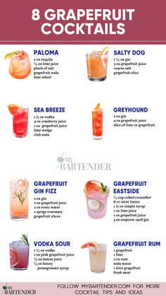 Grapefruit Cocktails Grapefruit Drinks Alcohol, Fun Cocktail Recipes Vodka, Grapefruit Cocktail Non Alcoholic, Light Summer Cocktail Recipes, Grapefruit Soda Cocktail, Vodka Grapefruit Cocktail, Citrus Cocktail Recipes, Jug Cocktail Recipes, Drinks With Grapefruit Juice