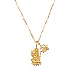 Lakshmi Hindu Goddess, Awaken Abundance Necklace Gold Plate Necklace, Satya Jewelry, Food Education, Hindu Goddess, Four Arms, Plate Necklace, Open Heart, Jewelry Inspo, Flower Charm