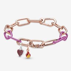 Pandora Me, Pandora Gift, Pandora Gold, Fire Inside, Gold Link Bracelet, Purple Jewelry, Gold Models, Love Bracelet