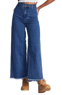 Wide Leg Jeans Outfit, Nordstrom Sale, Fashion Drawing Dresses, Layering Outfits, Ankle Jeans, High Waist Jeans, Dark Denim, Flare Pants, Billabong