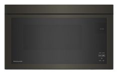 a black microwave oven with the door open