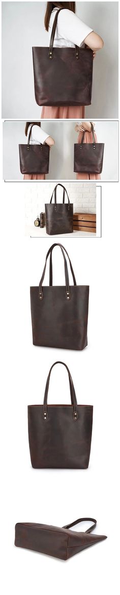 Full Grain Crazy Horse Leather Shoulder Bag Vintage Simple Style Handbag Big Capacity Women Everyday Tote MC6119ZP Handbag Big, Fashion Accessories Trends, Shoulder Bag Vintage, Everyday Tote, Bag Vintage, Crazy Horse, Vintage Brown, Christmas Shopping, Natural Leather