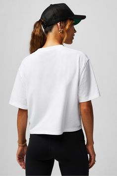 100% Cotton Boxy Tee Fabletics white female Activewear >> Womens >> Tops >> Short Sleeve T-Shirts >> Short-Sleeve Top 100% Cotton regular Everyday Trendy White Cropped T-shirt For Loungewear, White Cropped T-shirt For Summer In Athleisure Style, White Cropped T-shirt For Workout, Casual Crew Neck Cropped T-shirt For Workout, White Relaxed Fit Cropped T-shirt For Streetwear, White Cropped T-shirt With Crew Neck, White Oversized Cropped T-shirt For Streetwear, Oversized White Cropped T-shirt, White Sporty Cropped T-shirt With Crew Neck