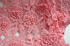 Korean style Baby Pink Guipure lace Fabric Elegant Pink Cord Elegant Pink Lace For Summer, Spring Wedding Lace Dress With Lace Closure, Pink Lace Patchwork For Spring, Pink Lace With Patchwork For Spring, Pink Crochet Lace For Party, Crochet Lace For Summer Weddings, Summer Wedding Crochet Lace, Lace Fabrics, Cord Lace