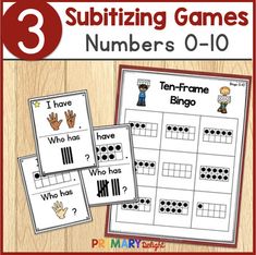 three subtizing games for numbers 0 - 10 with the words i have, who has