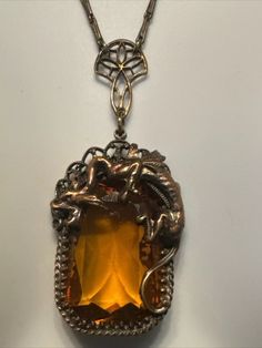 Antique Vintage Victorian Brass Amber Glass Crystal 22" Necklace Serpent Dragon | eBay Serpent Dragon, Antique Jewelry Necklace, Wedding Rituals, Vintage Victorian, Glass Crystal, Intricate Design, Amber Glass, Vintage Watches, Antique Vintage