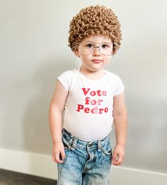 Gosh! Why can't I stop my amazing crochet skills?  This hat was a fun surprise. I made it to go along with my Cabbage Patch hats and my friend said it would be great for Napoleon Dynamite. Soooo...why not? I've also used my shopping skills and my vinyl skills to add this fabulous Vote For Pedro Shirt to this already amazing costume. Thanks to my most adorable grandbaby for being my supermodel, especially since I couldn't afford Deb as the listing photographer. For Infants and Babies, the Vote fo Funny Baby Costumes Girl, Funny Toddler Costumes, Nicu Costumes, Toddler Halloween Costumes Girl, Baby Costumes For Halloween, Family Halloween Costumes With Toddler, Funny Toddler Halloween Costumes, Family Halloween Costumes With Baby, Halloween Costumes For Baby