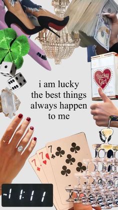 a collage of images with different types of women's hand holding cards and wine glasses