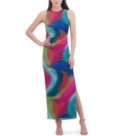 From Vince Camuto&#x2C; this dress features:Crew necklineSleeveless Sheath silhouette MaxiMeshSwirl detail Zip back closureApprox. 58" length Polyester/spandex Hand wash cold/Dry FlatImported. Sleeveless Multicolor Maxi Dress For Cocktail, Multicolor Sleeveless Maxi Dress For Cocktail, Fitted Multicolor Sleeveless Dress For Evening, Multicolor Sleeveless Dress For Summer Evening, Mesh Maxi Dress, Maxi Dress Wedding, Wedding Cocktails, Maxi Dress Party, Dillard's