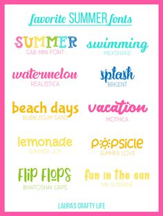 some type of font that can be used to spell the word summer in different colors