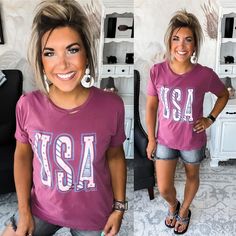 USA Destroyed Graphic Tee Rachel Clark, Styling Guide, Usa Shirt, Watch It, Tee Dress, Vintage Look, Vintage Looks, Style Guides, The Live