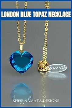 London Blue Topaz Necklace Small Heart Pendant, London Blue Topaz Necklace, Pendant Minimalist, Blue Topaz Jewelry, Blue Topaz Necklace, Topaz Jewelry, Topaz Necklace, Necklace Pendants, 14k Gold Necklace