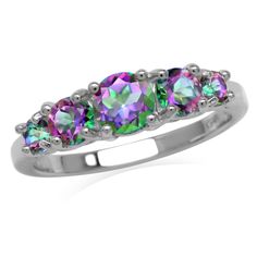 PRICES MAY VARY. Silvershake 1.4 CTW 5-Stone Genuine Round Shape Mystic Fire Rainbow Topaz White Gold Plated 925 Sterling Silver Gemstone Ring Size 10 Rainbow Topaz, Fire Rainbow, Silver Jewelry Rings, Size 10 Rings, Ring Jewelry, Jewelry For Women, Womens Jewelry Rings, Gemstone Ring, Rings Statement