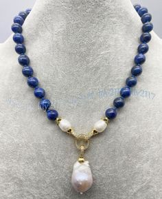 Handmade Necklaces Beads, Baroque Pearl Pendant, Pearl Jewelry Design, Beaded Jewelry Necklaces, Pearl Necklace Designs, Beaded Necklace Designs, Blue Lapis Lazuli, Baroque Pearl Necklace, Blue Lapis