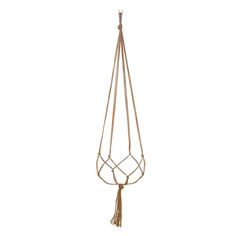 a hanging planter with rope and tassels