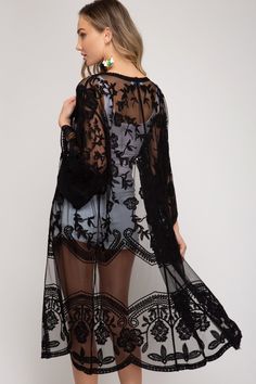 Black Lace Kimono Hippie Goth Outfits, Crochet Lace Cardigan, Black Lace Kimono, Gothic Lace, Woven Cardigan, Fresh Fashion, Trending Items, Black Kimono, Lace Kimono