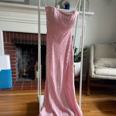 Light Pink Beaded Prom Gown Never Worn. Alyce Design Size 4 But Fits More Like A 0/2. Right Up Back And Side Zipper. Some Small Pulls On Beading - Especially Near Zipper. Long Pink Birthday Dress, Beaded Pink Dress, Pink Runway Dress, 2000s Prom Dress, 2000s Prom, Light Pink Wedding Dress, Pink Birthday Dress, Pink Runway, Beaded Prom Dresses