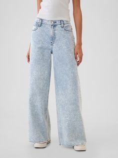 Mid Rise Studded Baggy Jeans | Gap Gap Chic Bottoms With Relaxed Fit, Chic Gap Bottoms With Relaxed Fit, Light Wash Pants With Straight Hem For Spring, Light Wash Straight Hem Spring Pants, Spring Light Wash Pants With Straight Hem, Spring Light Wash Straight Hem Pants, Gap Relaxed Fit Pants With Five Pockets, Chic Straight Leg Gap Jeans, Spring Loose Fit Washed Jeans