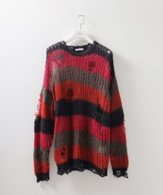 BORDER MOHAIR BORO SWEATER | FLAGSTUFF Red