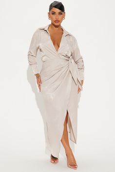 Available In Black, Blue, Sage, And Taupe. Maxi Shirt Dress Collar Long Sleeves Front Pocket Wrap Tie Waist No Stretch 50% Polyester 50% Rayon Imported | Business Classy Maxi Shirt Dress in Taupe size Small by Fashion Nova Plus Size Fashion For Women With Belly Over 50, Taupe Fashion, Womens Wrap Dress, Blue Sage, Dress Collar, Wrap Dresses, Maxi Shirts, Grey Maxi Dress, Maxi Shirt Dress