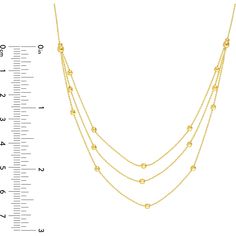 Transform every moment into an occasion with the mesmerizing elegance of our "Bib Necklace with Diamond-Cut Beads" from Olas d'Oro. Crafted with impeccable precision, this masterpiece in 14K yellow gold is the quintessential addition to your jewelry collection, elevating your style to new heights.Designed for the discerning individual who appreciates the finer things in life, this bib necklace features exquisite diamond-cut beads that shimmer with every movement, adding a touch of timeless glamo Elegant Yellow Gold Necklaces With Dangling Beads, Formal Jewelry With Satellite Chain And Round Beads, Elegant Gold Necklaces With Dangling Beads, Elegant Gold Necklace With Dangling Beads, Elegant Necklaces With Satellite Chain For Anniversary, Elegant Double Strand Yellow Gold Beaded Necklaces, Elegant Yellow Gold Necklaces With Polished Beads, Elegant Double Strand Yellow Gold Beaded Necklace, Elegant Necklace With Satellite Chain For Anniversary