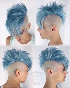 Blue Hair Mohawk, Hairstyle For Thick Hair, Undercut Mohawk, Thick Hair Hairstyles, Mohawks, Mohawk Hairstyles, Thicker Hair