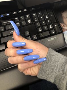 Nails Dnd Gel, Blue Nails Long, Long Nails Coffin, Nails Dnd, Dnd Gel Polish, Long Acrylic Nails Coffin, Nails Blue, Nails Long