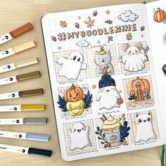 🍁👻🎃 Meine fertige Oktober #mydoodlenine Seite! Danke an alle für die Inspiration zu diesen süßen Doodles! Host: @doodledaydarlings Doodle Inspo: @aimi.blossoms.art @coanna_art @cardelicious_larissa @___creative___yvi___ @mevrouwcactusillustraties @robynsbooksandjournaling @debbybakr @csenge_illustration #doodle #doodleart #howtodoodle #kawaiidoodle #kawaiibulletjournal Bujo Printables, Illustration Doodle, Blossoms Art, Brush Pens, Bullet Journal Inspo, Journal Stationery, Bullet Journaling, Bullet Journal Inspiration