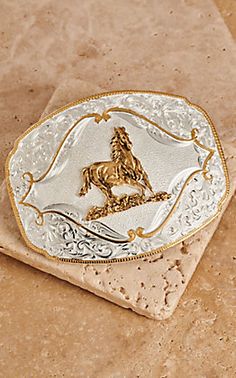 Montana Silversmiths Two-toned Horse Galloping Western Buckle | Cavender's Elegant Engraved Gold Belt Buckles, Elegant Gold Engraved Belt Buckles, Gold Western Belt Buckles For Formal Wear, Gold Western Belt Buckles For Formal Occasion, Formal Gold Engraved Belt Buckles, Gold Concho Belt Buckle For Formal Occasions, Rectangular Engraved Silver Belt Buckles, Rectangular Silver Engraved Belt Buckles, Silver Engraved Rectangular Belt Buckles