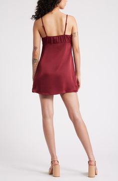 Steal the show in this simple and sweet mini updated in glossy satin and fronted with an eye-catching twist. Sweetheart neck Spaghetti straps 100% polyester Machine wash, dry flat Imported Not available for sale and shipment to Germany Red Grape, Red Grapes, Sweetheart Neck, Twist Front, Not Available, Spaghetti Strap, Spaghetti, Top Brands, Germany