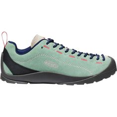 A casual shoe that looks like a climbing shoe with its tongue-to-toe lacing, the KEEN Jasper oozes mountain town-style and keeps our feet happy with plenty of cushioning and multi-surface traction. Green Lace-up Trail Running Shoes For Outdoor Activities, Casual Leather Lace-up Trail Running Shoes, Green Lace-up Sneakers For Outdoor Activities, Casual Low-top Hiking Boots With Cushioned Footbed, Low-top Leather Sneakers For Climbing, Casual Hiking Boots With Round Toe For Climbing, Casual Hiking Boots For Climbing, Green Lace-up Walking Shoes, Green Trail Running Shoes With Cushioned Footbed For Outdoor