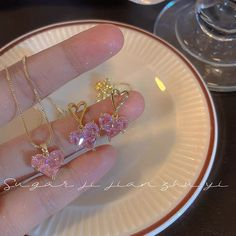 We invite you to embark on a dazzling journey through our exquisite collection of accessories! Pink Heart Jewelry, 2022 New, Chains Aesthetic, Pink Heart Pendant, Y2k Heart, Pink Heart Necklace, Heart Jewelry Set, Pink Zircon, Necklaces Set