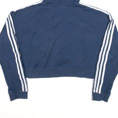 Item is in good used condition. Label Size UK 6. >Size: XS >Armpit To Armpit: 22" >Armpit To Cuff: 17" >Collar To Hem: 17" Blue Sportswear With Three Stripes, Blue Sportswear Activewear With Three Stripes, Sporty Tops With Funnel Neck And Ribbed Cuffs, Sporty Funnel Neck Top With Ribbed Cuffs, Sporty Top With Funnel Neck And Ribbed Cuffs, Blue Sportswear Top With Three Stripes, Blue Sweats For Streetwear During Sports Season, Blue Athleisure Tops With Three Stripes, Blue Track Jacket With Ribbed Cuffs For Streetwear