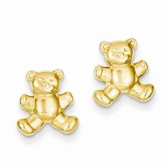 14k Yellow Gold Teddy Bear Post Earrings Gold Teddy Bear, Teddy Bear Design, Yellow Gold Earrings, Yellow Gold Jewelry, Green Gifts, Yellow Gold Earring, Bar Earrings, Gold Stud, Stud Earrings Set