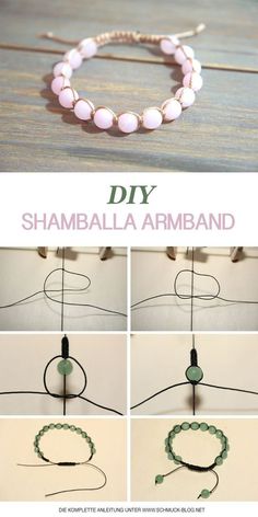 how to make a diy shamballa armband with beads and yarn - step by step instructions