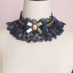 Color: •Royal blue Elegant Bow Choker As A Gift, Vintage Ribbon Necklaces For Party, Elegant Bow Choker Jewelry, Elegant Bow Choker Necklace, Bow Choker Jewelry For Parties, Elegant Blue Choker For Formal Events, Adjustable Necklace With Decorative Bow For Party, Blue Choker For Party, Adjustable Bow Tie Jewelry For Party